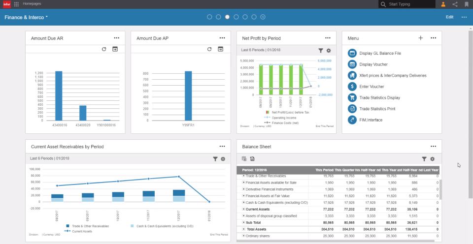 screenshot of Infor M3